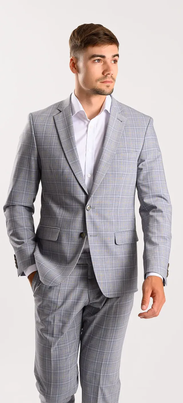 Alain Delon Grey Check Slim Fit abito grigio a quadri