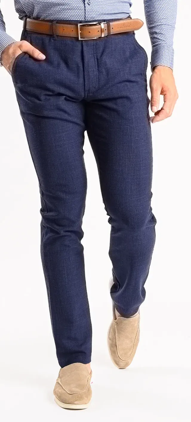 Alain Delon pantaloni lino blu navy 34/32 slim fit
