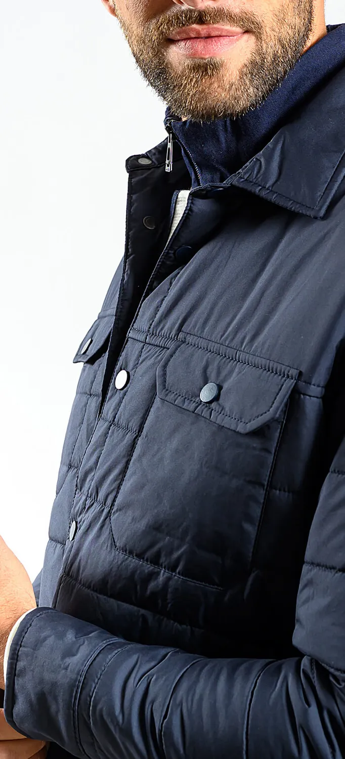 Alain Delon giacca camicia blu navy M antivento