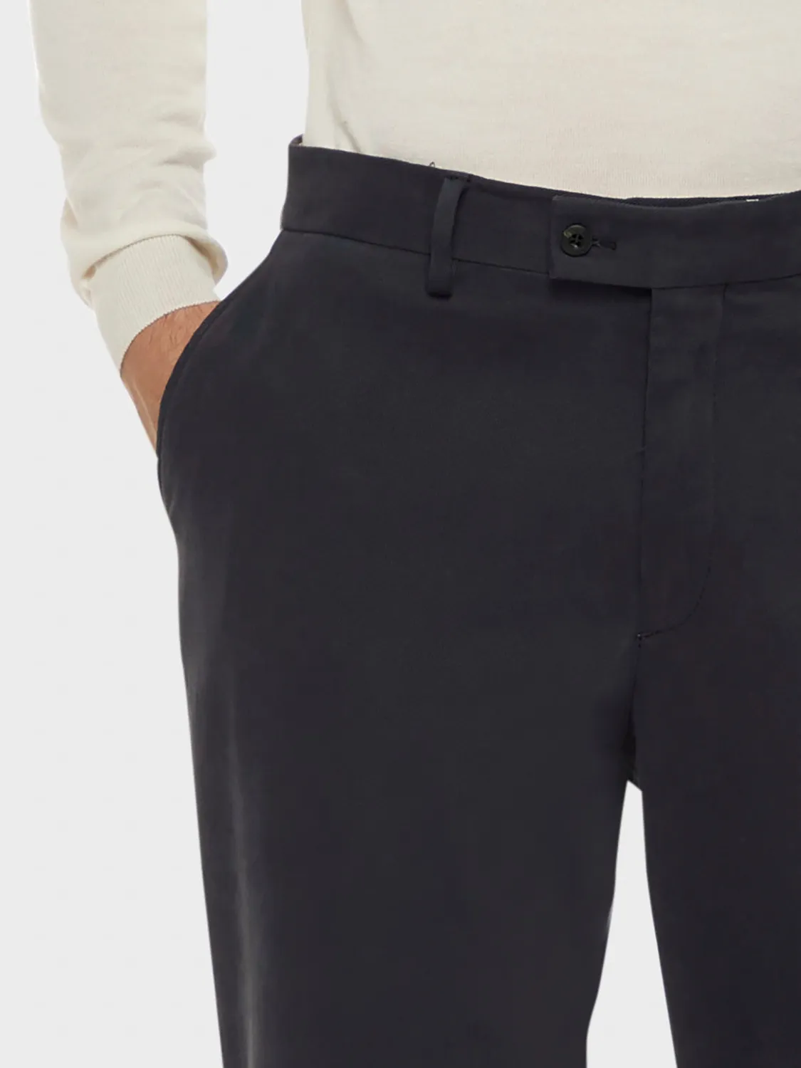 Caruso Norma pantalone blu cotone stretch gabardine
