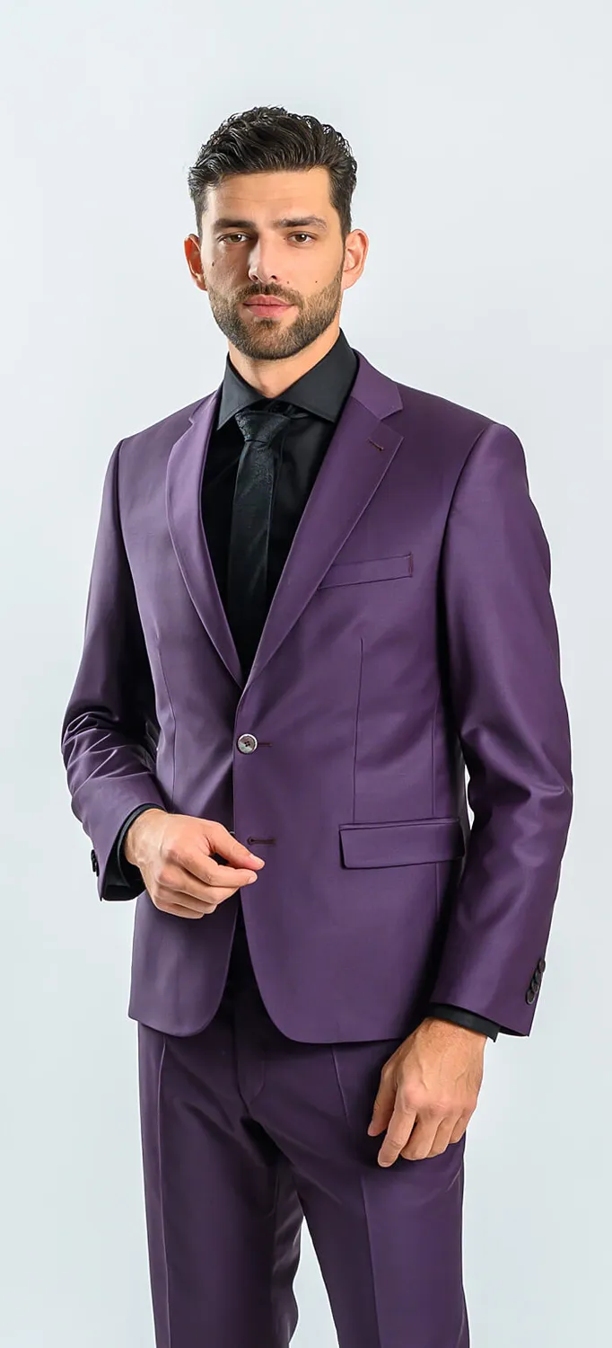 Alain Delon Abito Slim Fit Viola con Gilet 3 Pezzi