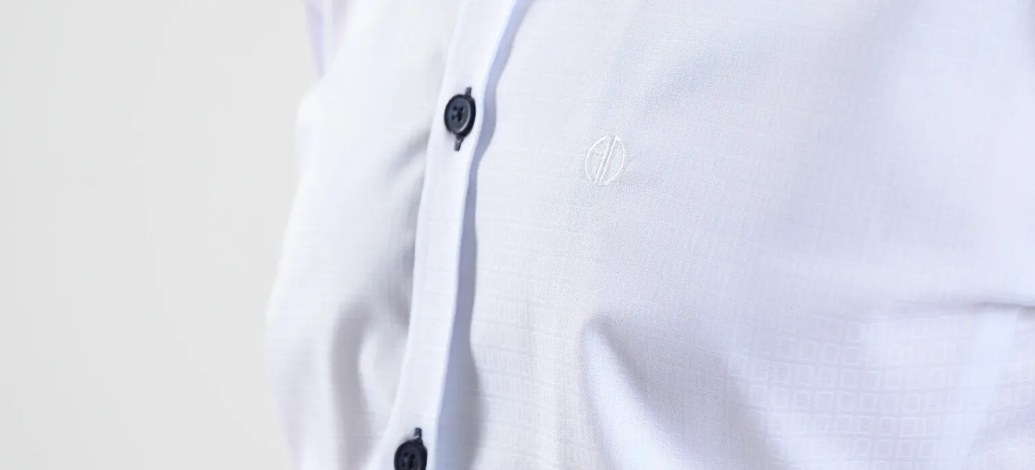 Alain Delon Extra Slim Fit camicia bianca a quadri cotone
