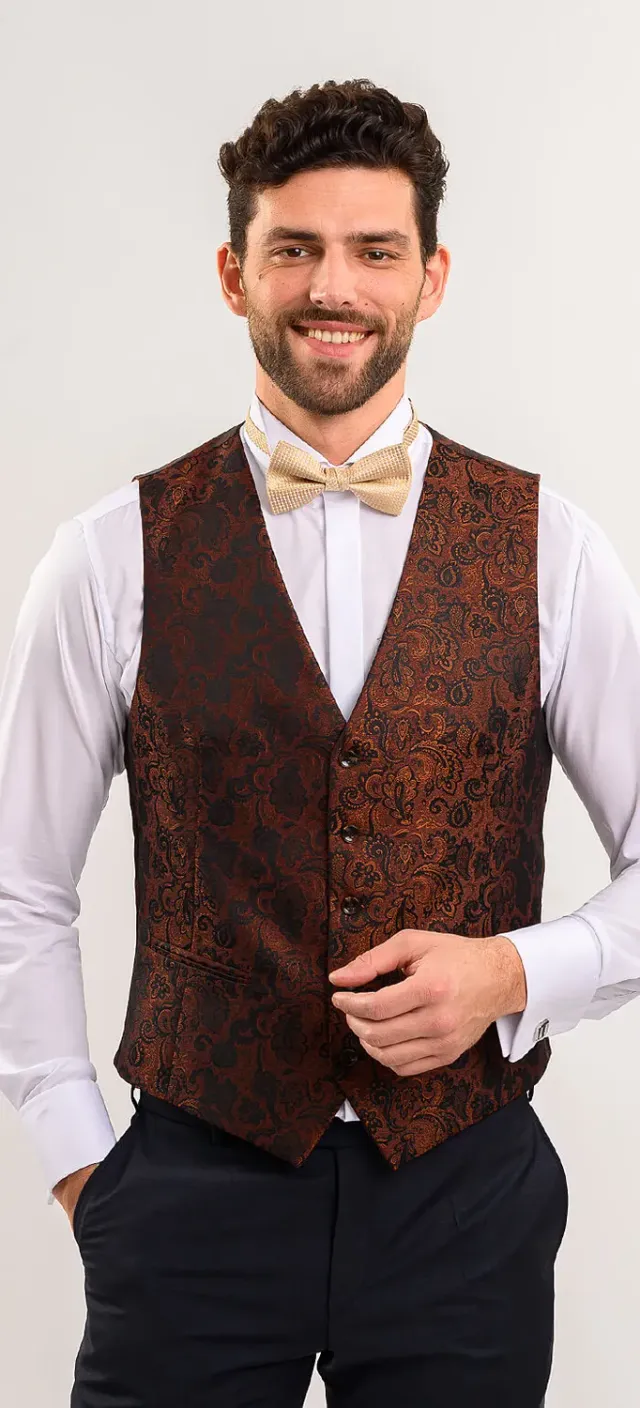 Alain Delon gilet elegante marrone fantasia slim fit
