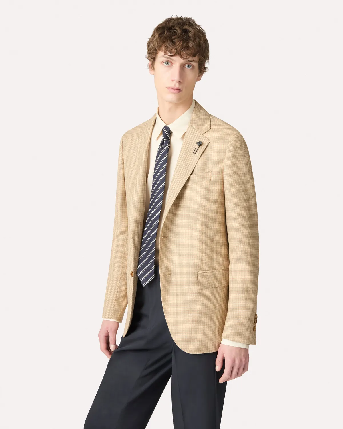 Lardini Iconic giacca monopetto beige lana cotone