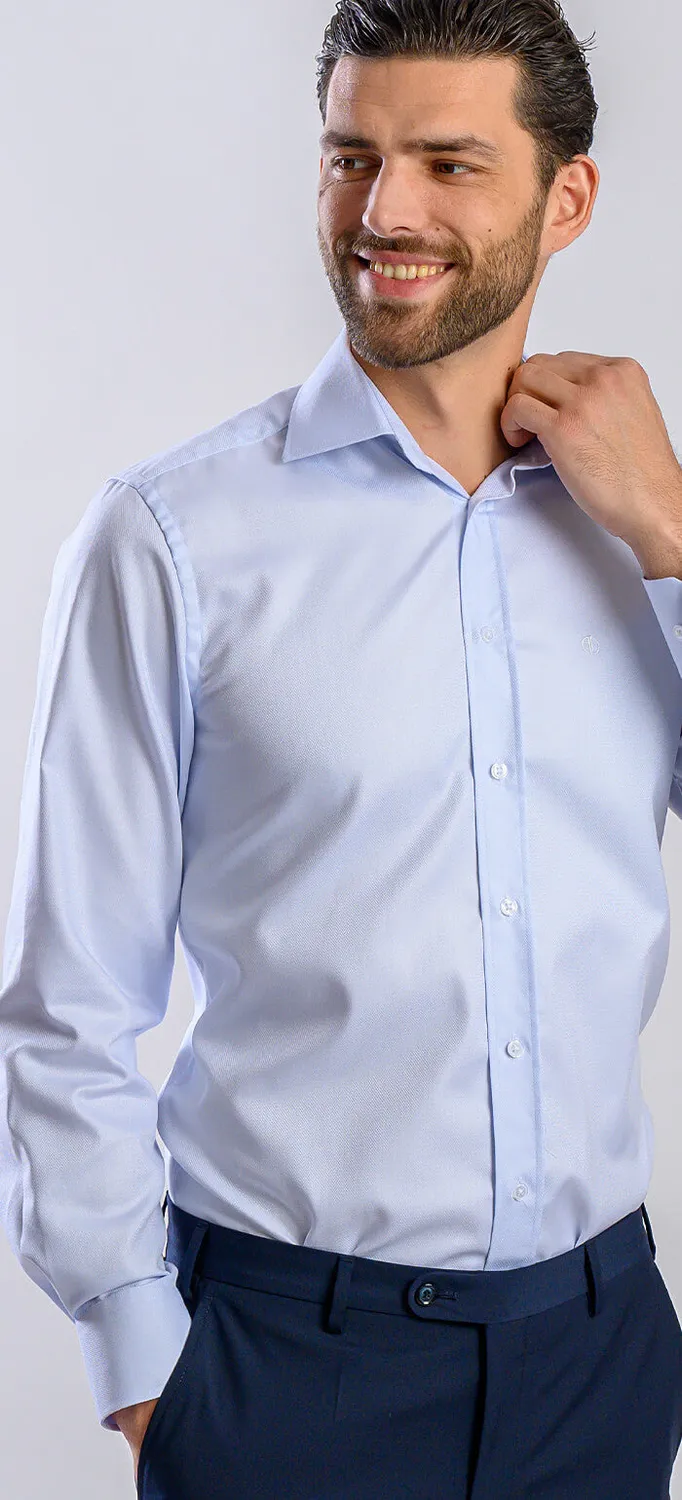 Alain Delon camicia slim fit azzurra cotone Getzner