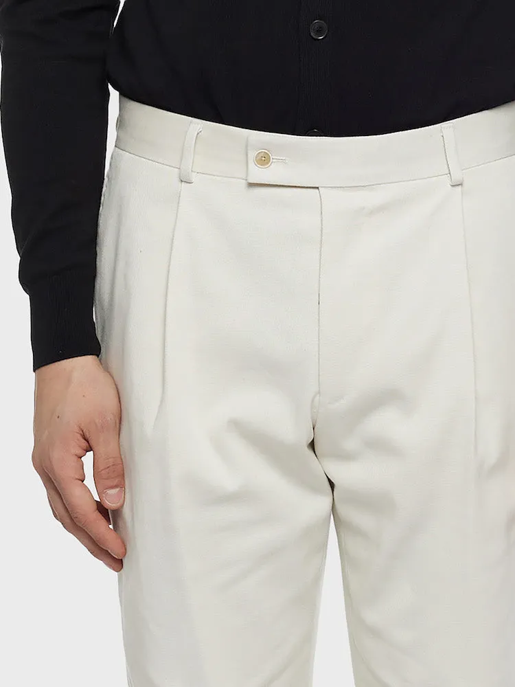 Caruso Norma pantalone carrot fit cotone panna
