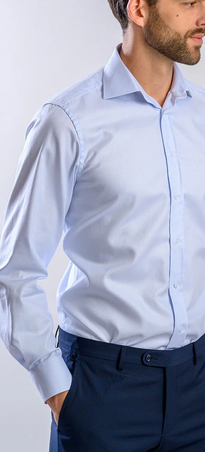 Alain Delon camicia slim fit azzurra cotone Getzner