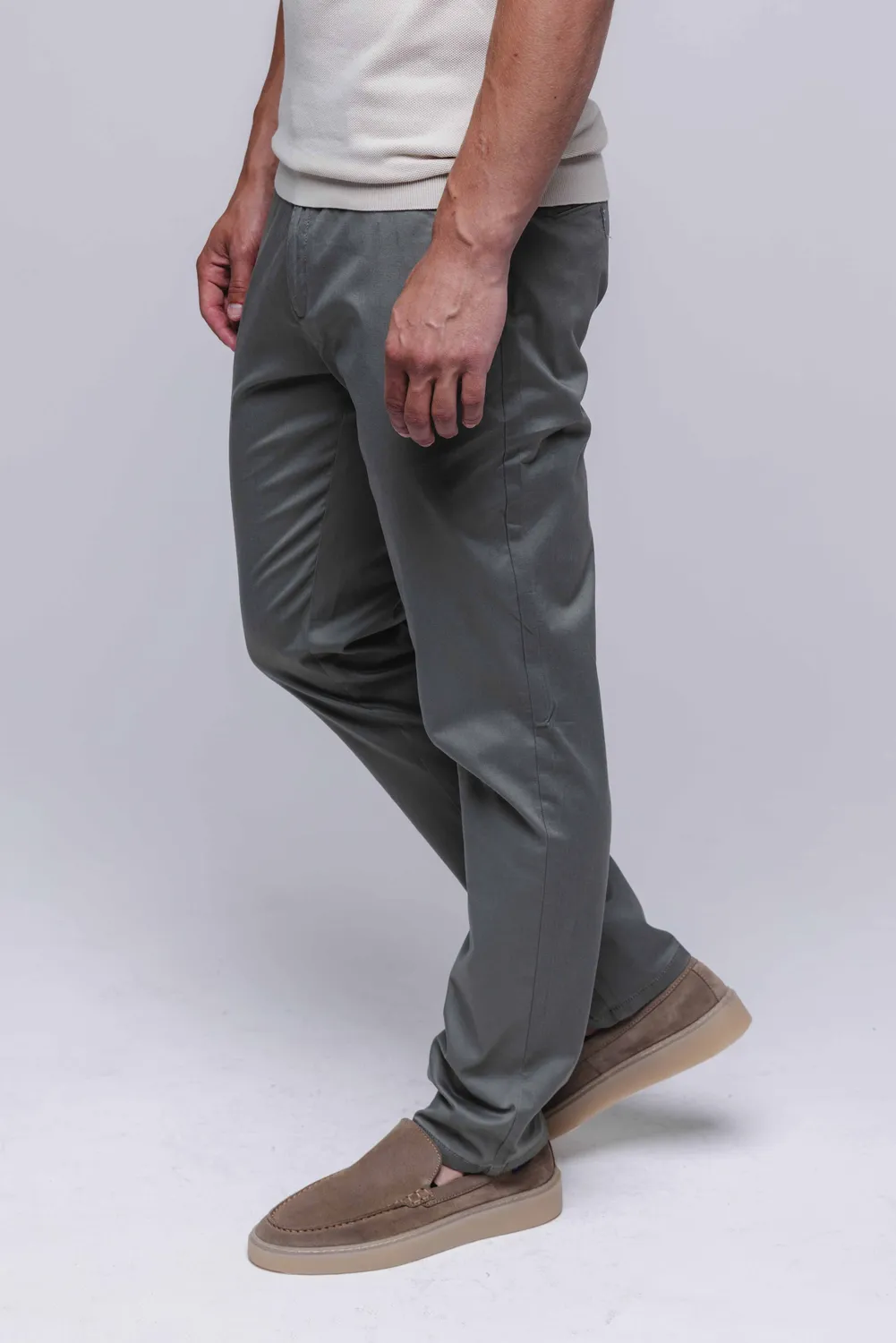 Alain Delon chinos verde oliva cotone elasticizzato