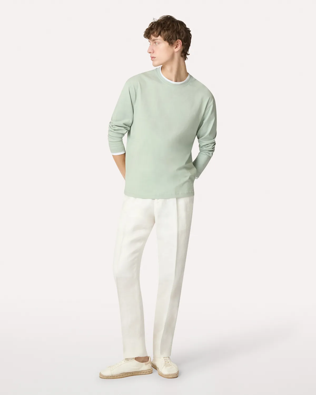 Lardini Pantalone Panna Lino Uomo Una Piega