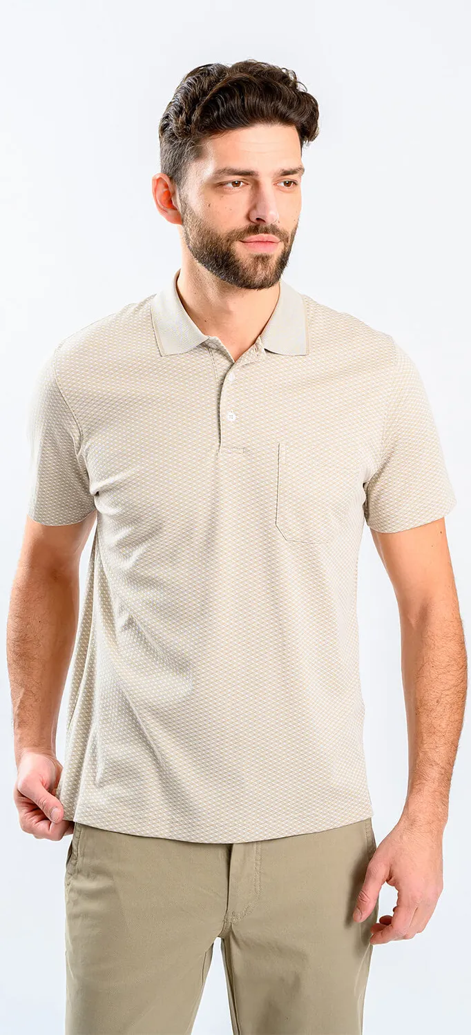 Alain Delon polo beige fantasia quadri slim fit cotone