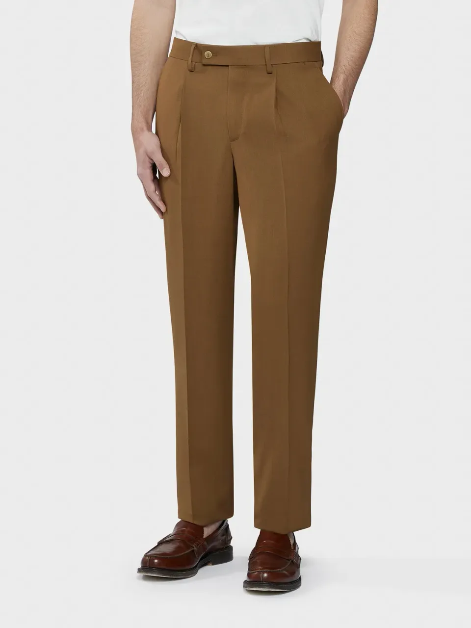 Caruso Houdini pantalone tropical lana marrone