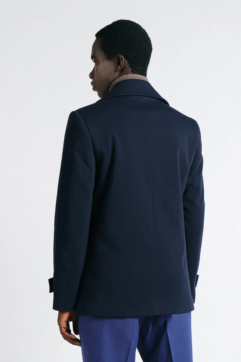 Sonny Bono Doppio Petto Cappotto Bleu Bottoni Argento