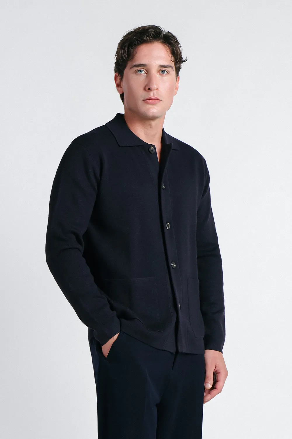 Sonny Bono Punto Milano overshirt maglia bleu leggera