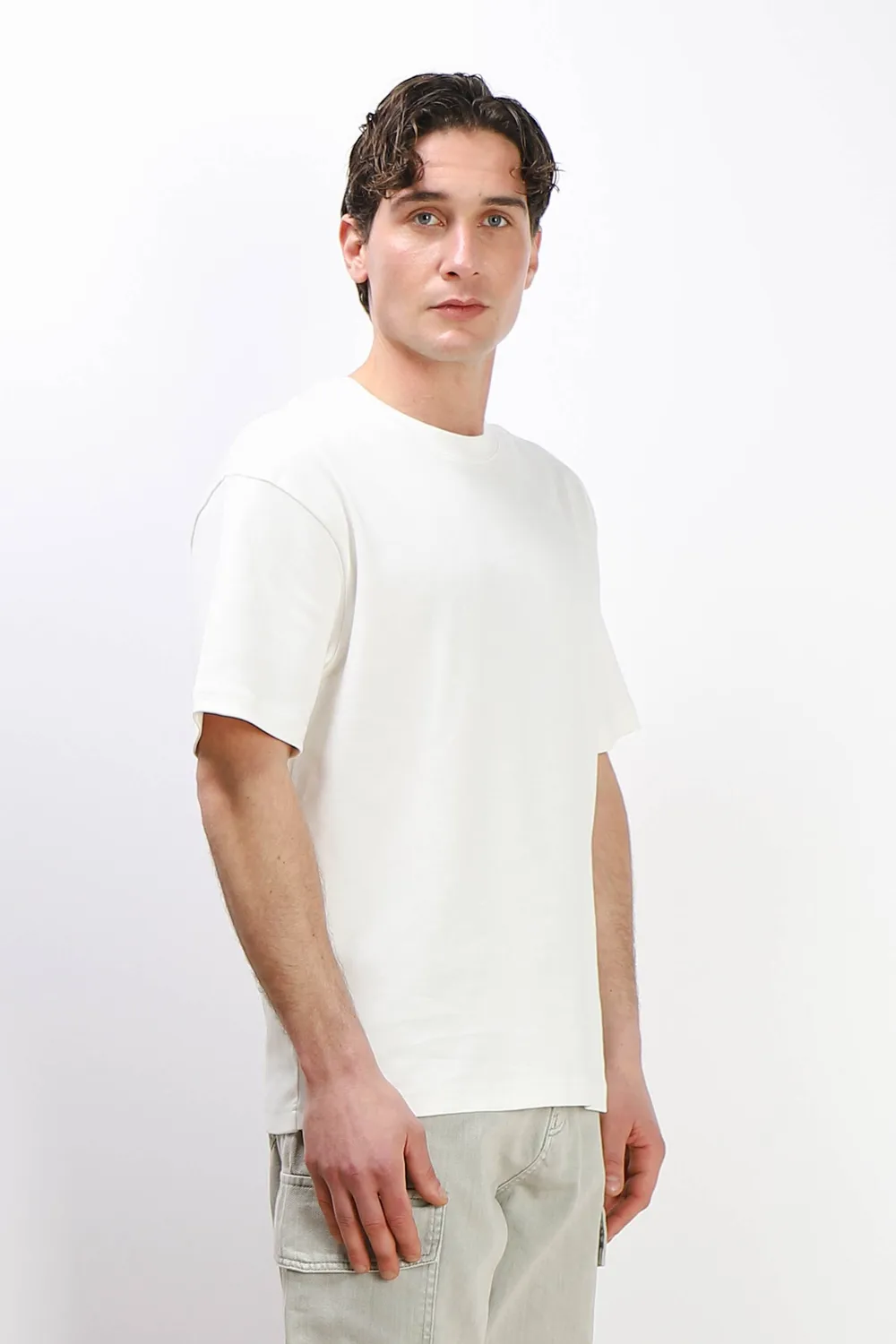Sonny Bono T-Shirt Girocollo Over Fit Gesso Ampia