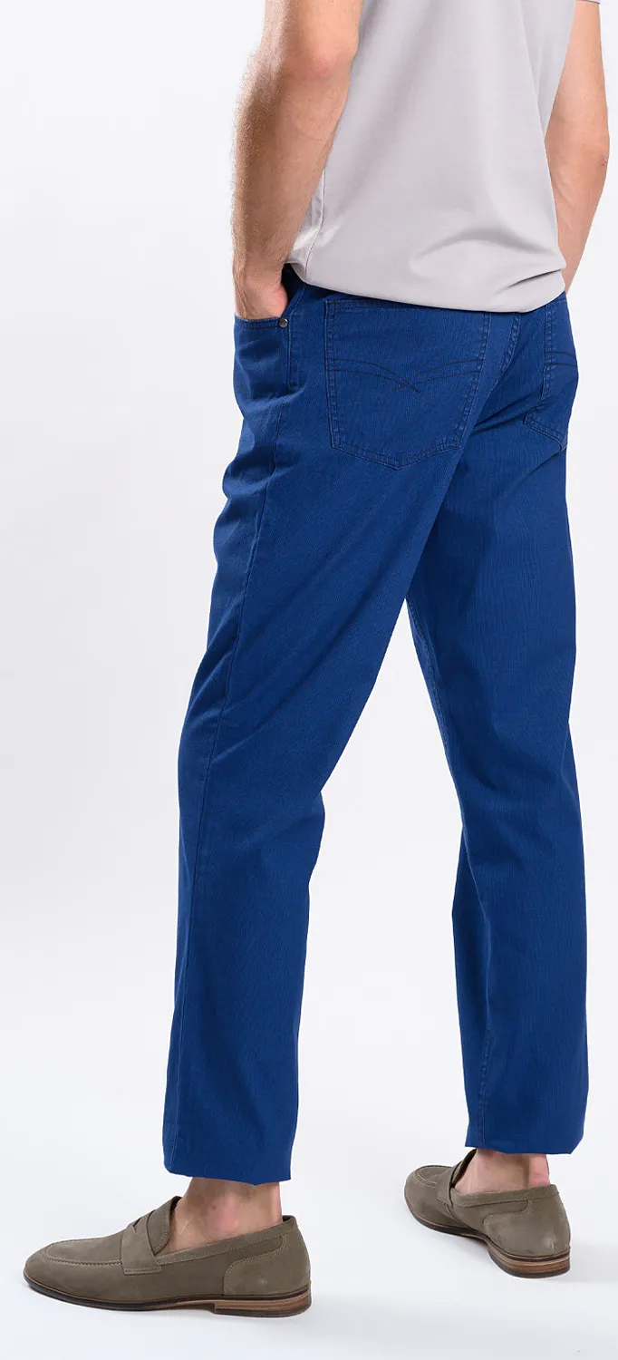 Alain Delon pantalone casual blu quadretti cotone elasticizzato