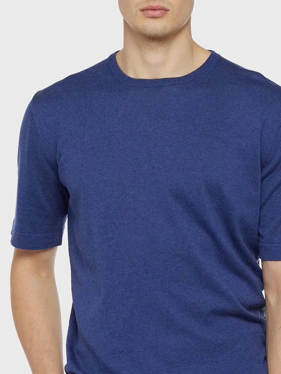 Caruso T-shirt maglia seta e cotone blu