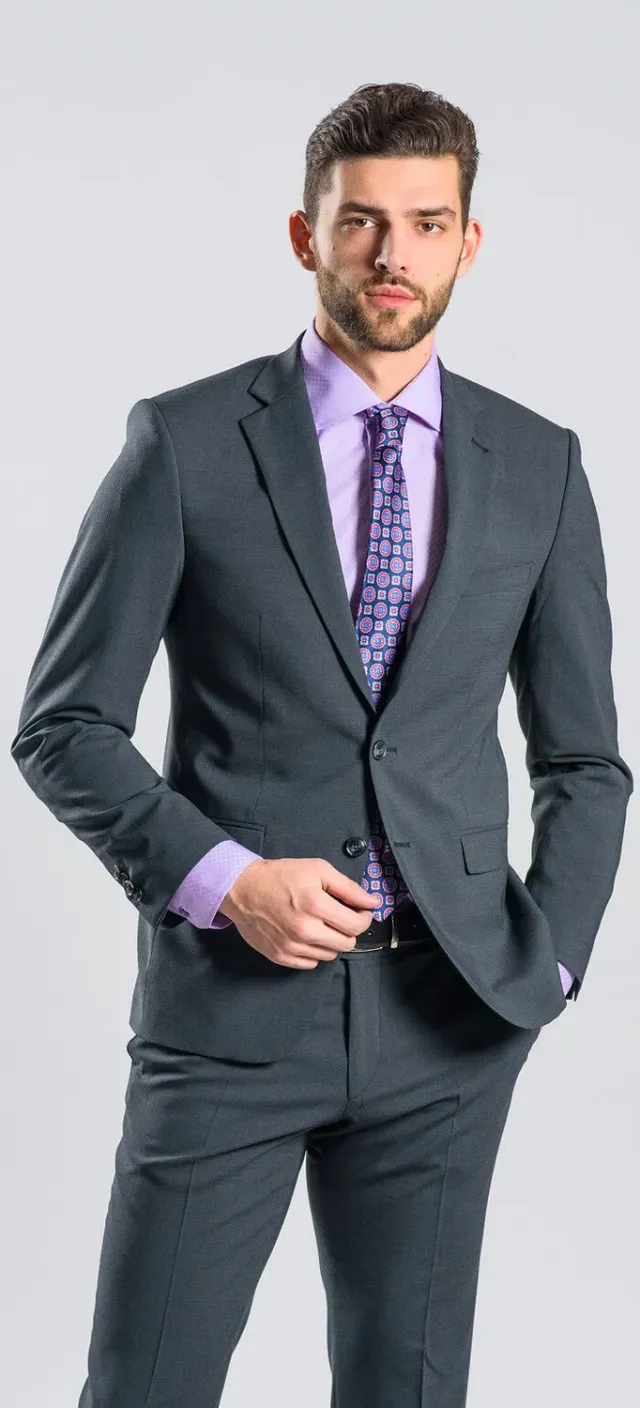 Alain Delon abito grigio slim fit antipiega taglia 30
