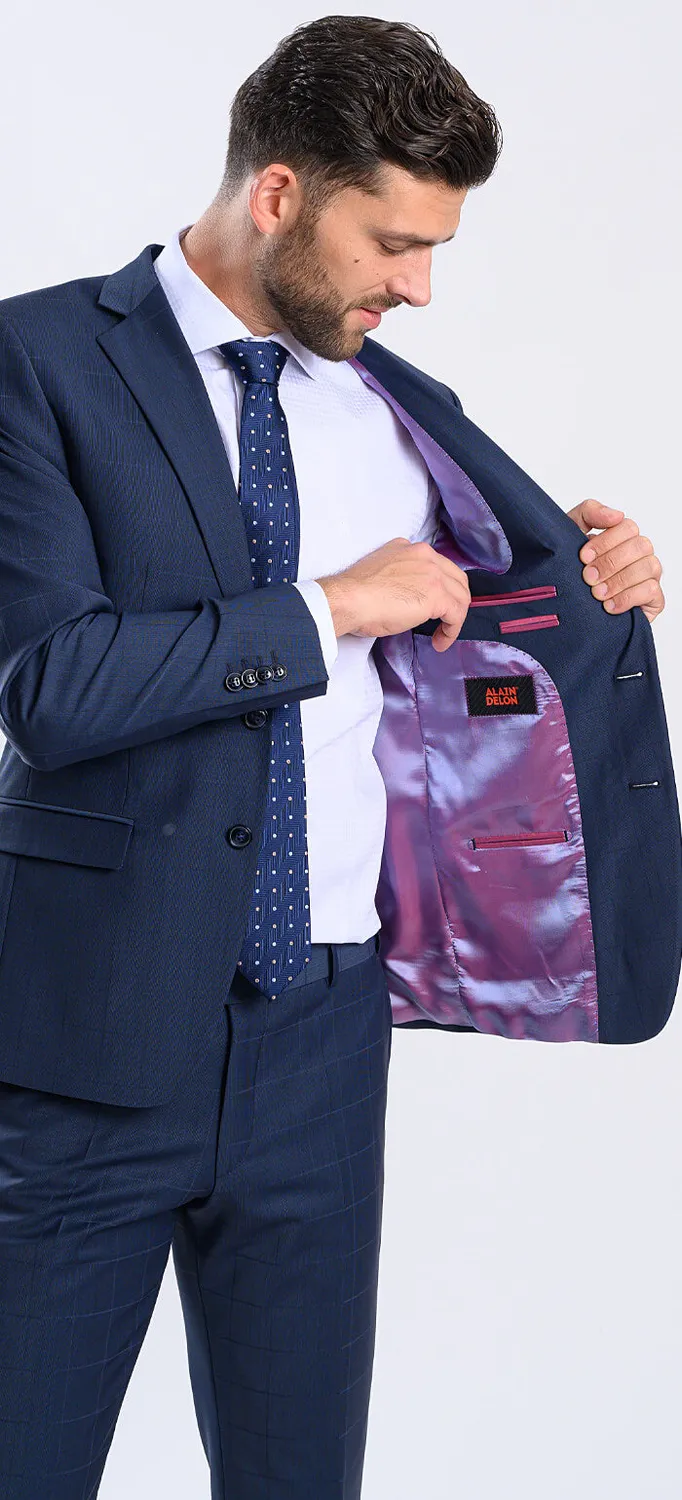 Alain Delon Abito Slim Fit Blu Quadri elasticizzato