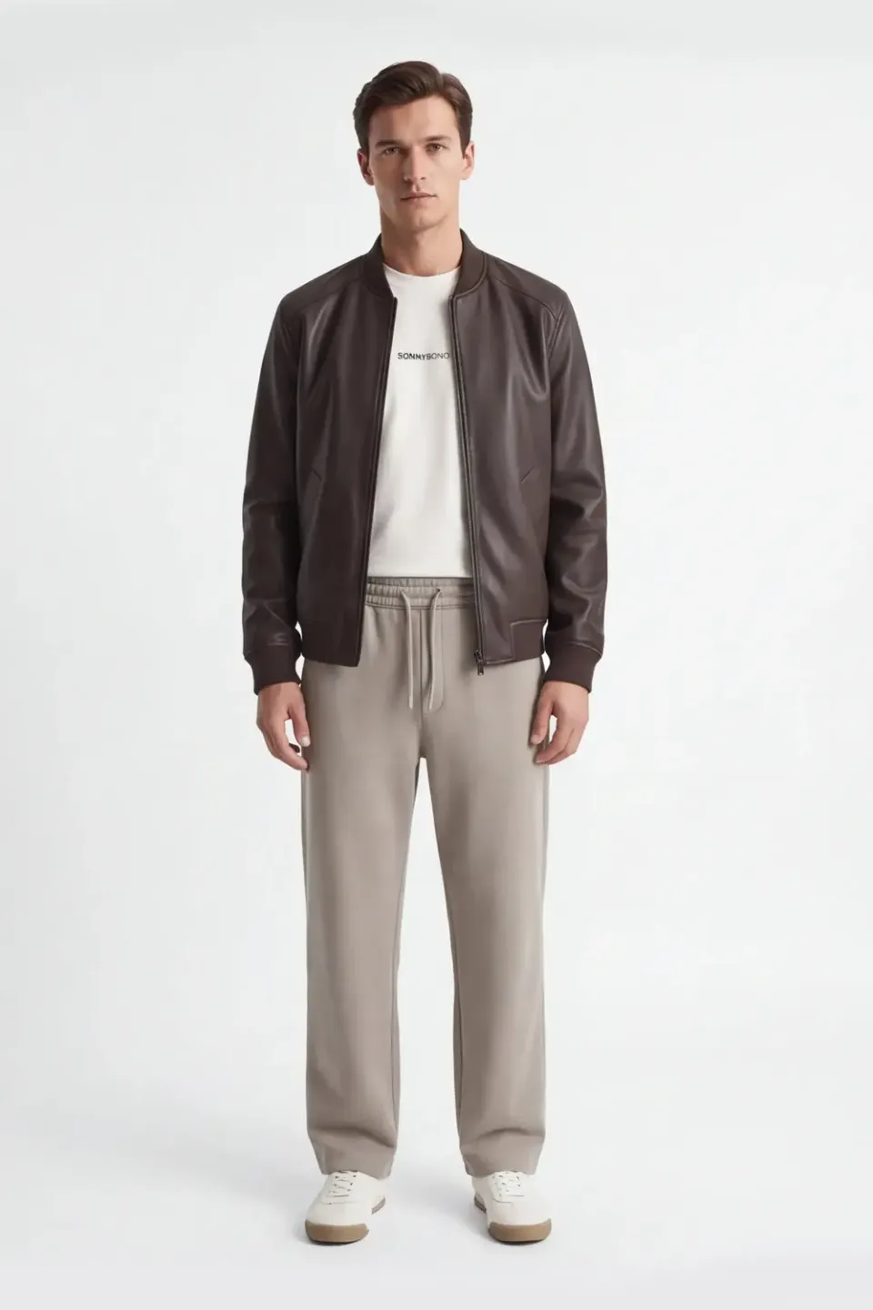 Sonny Bono Bomber giubbotto effetto pelle moro