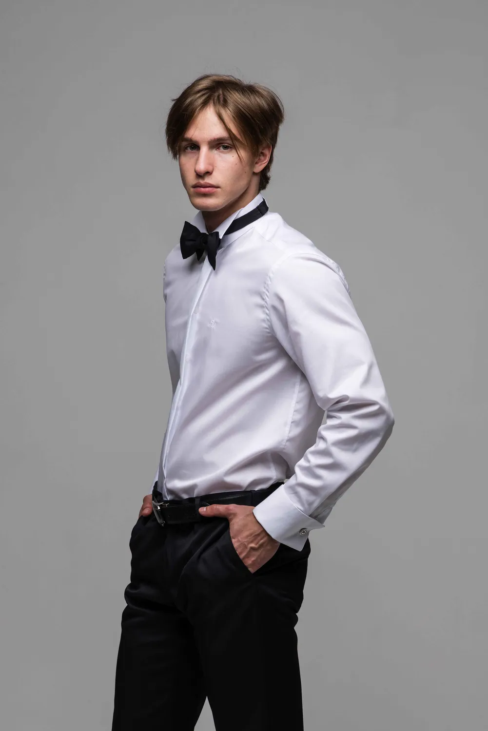 Alain Delon camicia smoking bianca extra slim fit gemelli