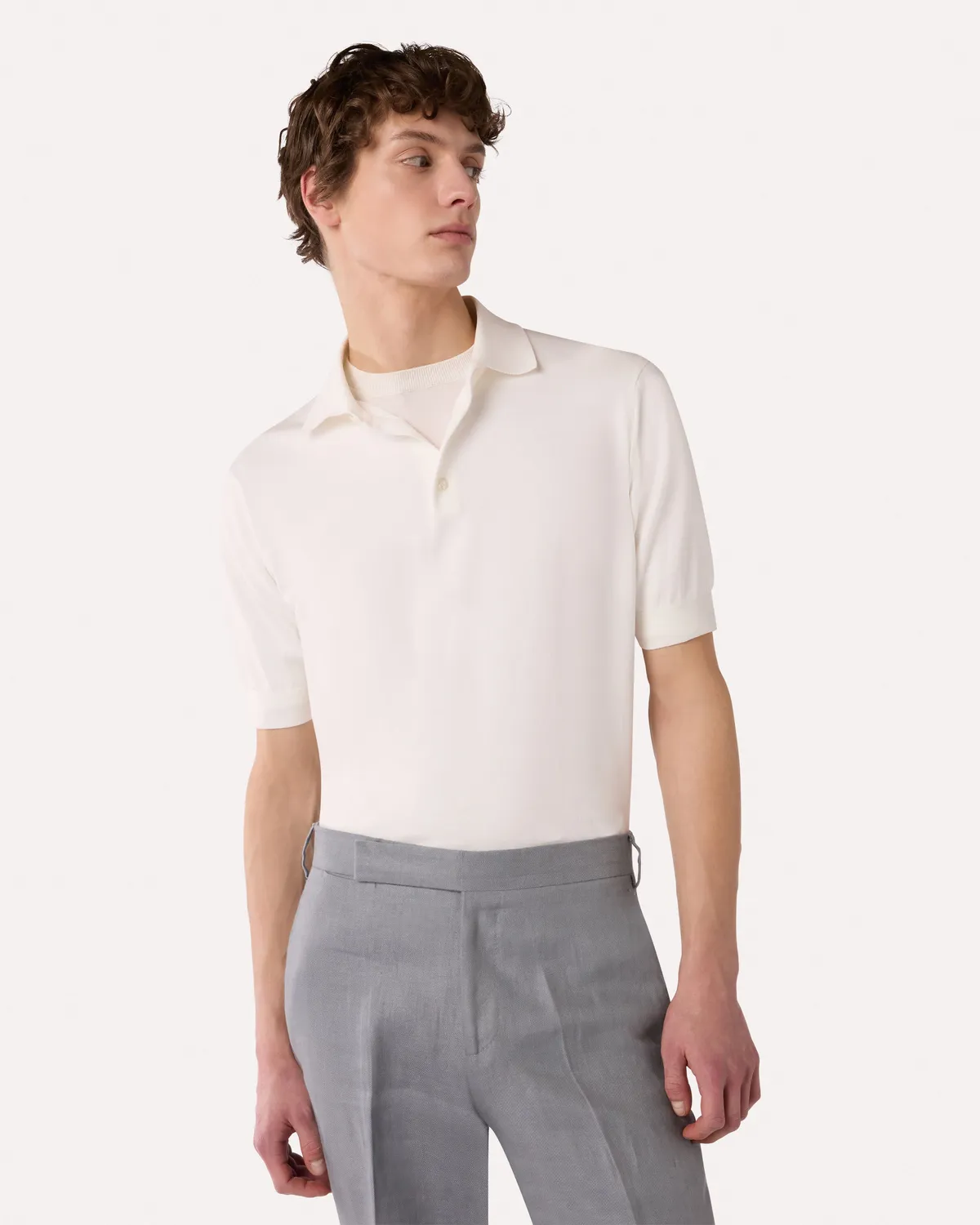Lardini polo bianca in maglia di cotone superpiuma