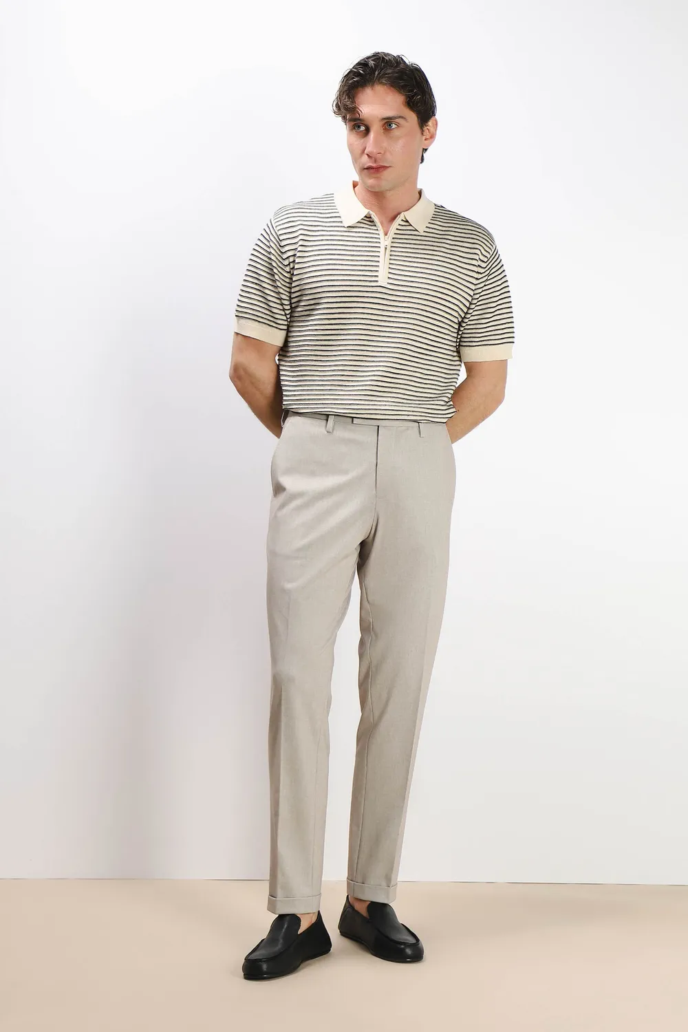 Sonny Bono Polo Maglina Rilievo Zip Beige F-Beige