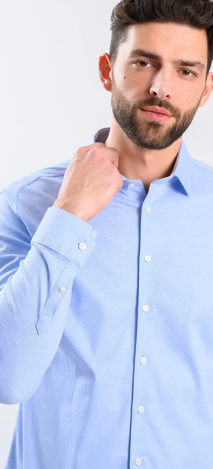 Alain Delon camicia azzurra extra slim fit elasticizzata