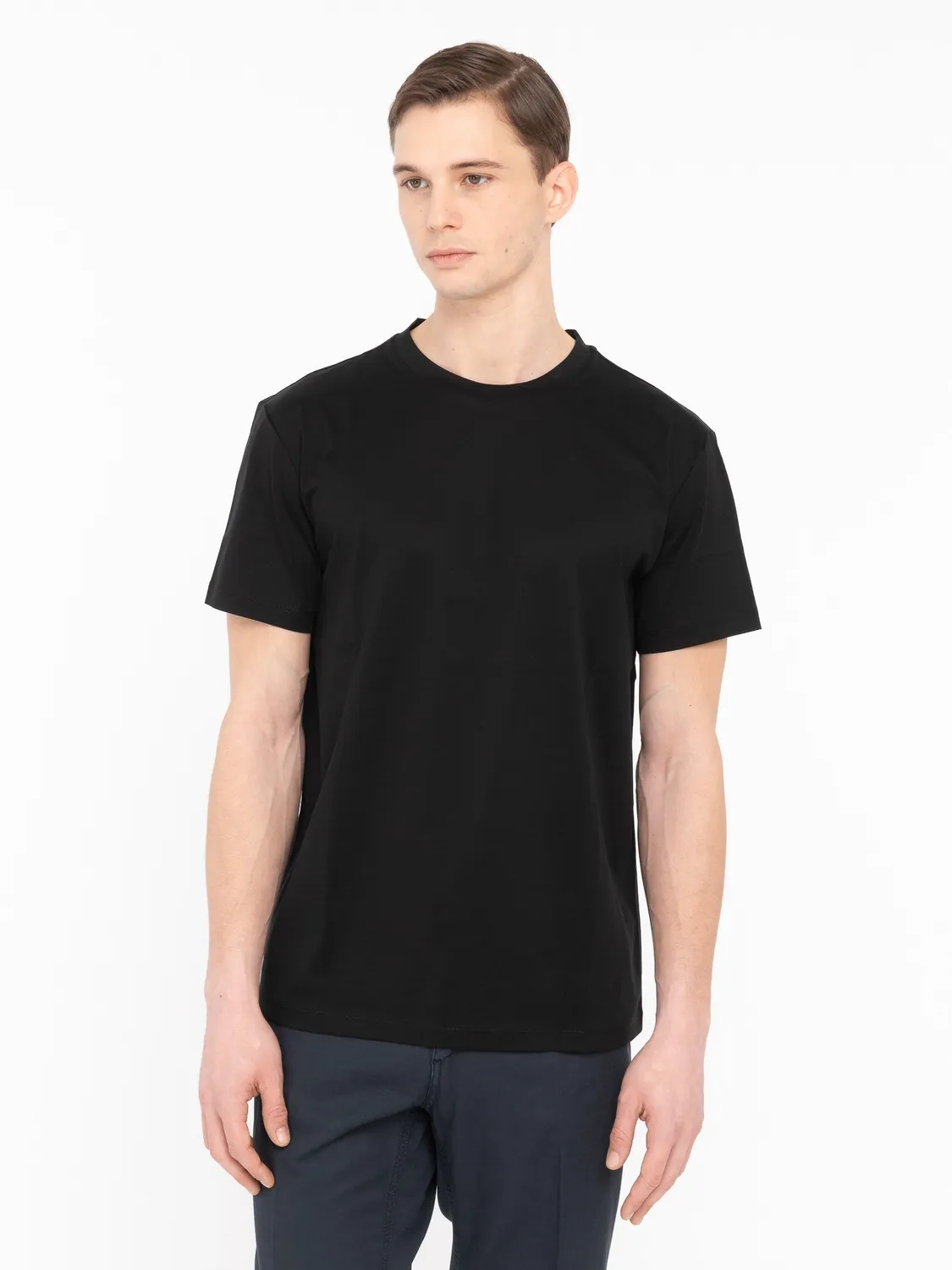 Paoloni T-shirt Jersey Cotone Nero Girocollo