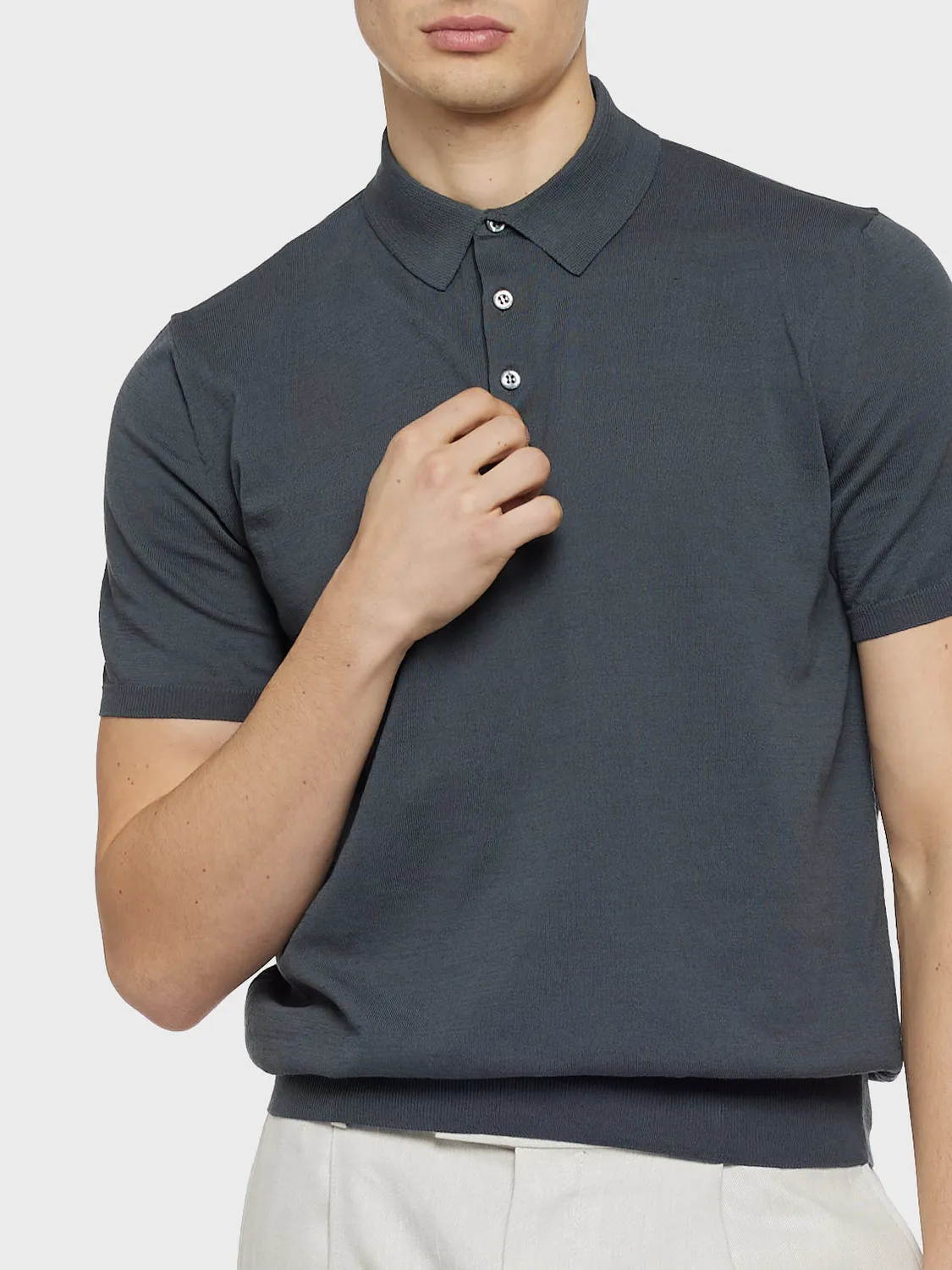 Caruso Butterfly polo cotone grigio antracite