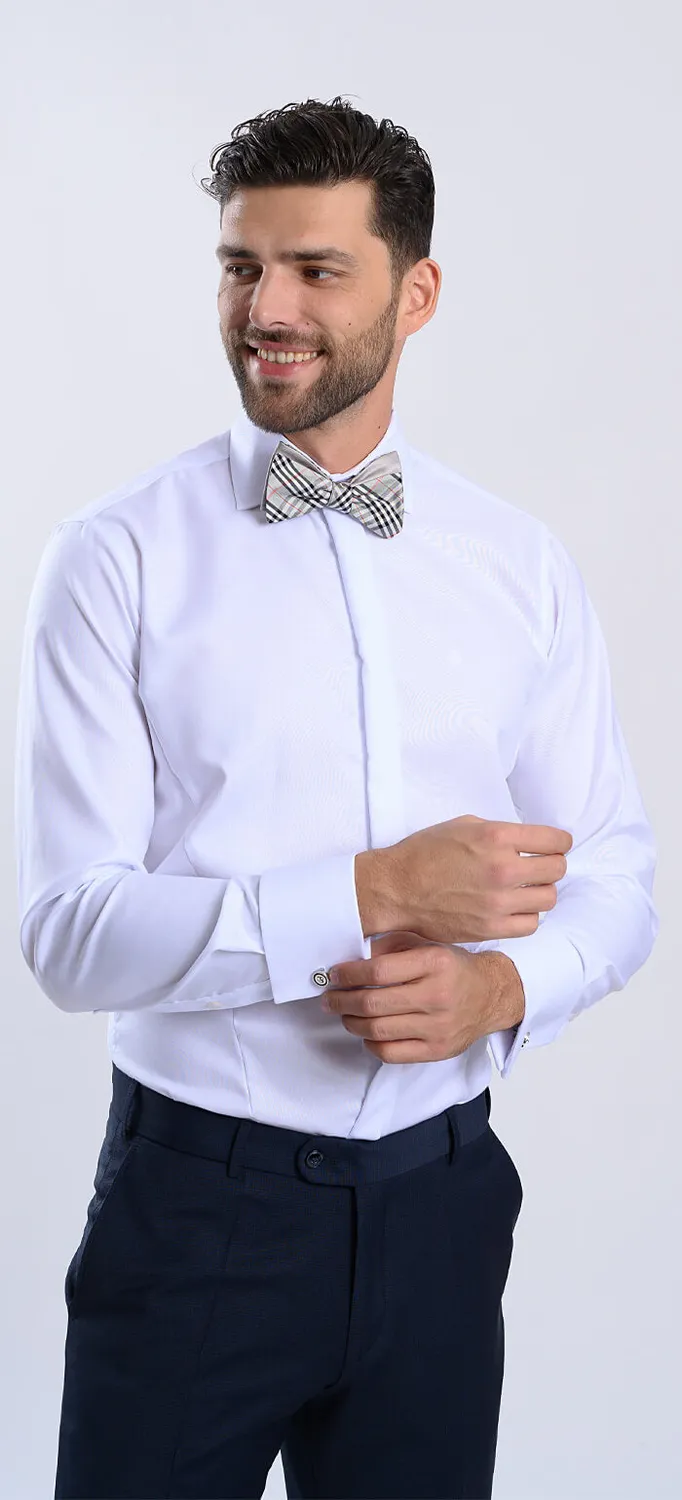 Alain Delon Camicia Bianca Extra Slim Cotone Gemelli