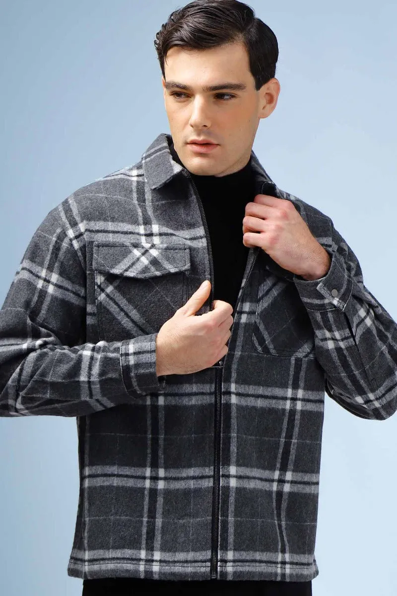 Sonny Bono Giubbotto Overshirt a Quadri Grigio