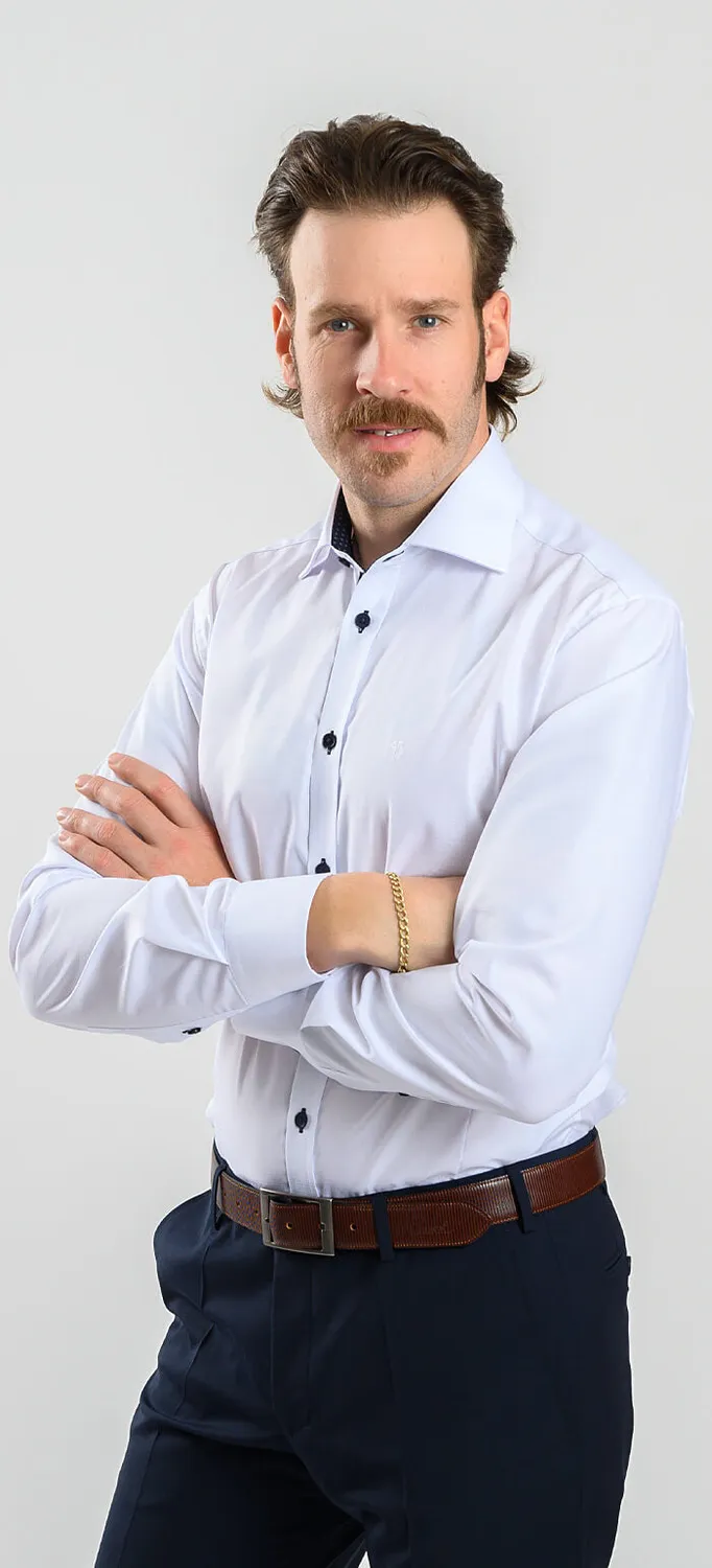 Alain Delon Extra Slim Fit camicia bianca a quadri cotone