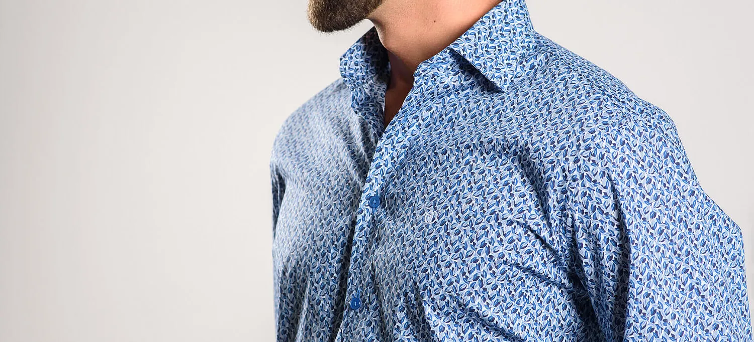 Alain Delon camicia extra slim blu fantasia floreale