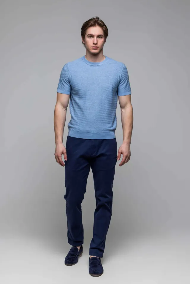 Alain Delon t-shirt azzurra lyocell 100% maglia