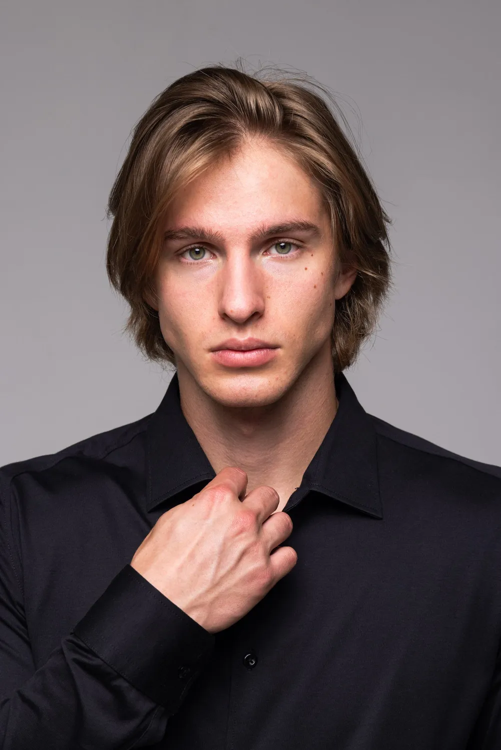 Alain Delon camicia extra slim nera jersey stretch