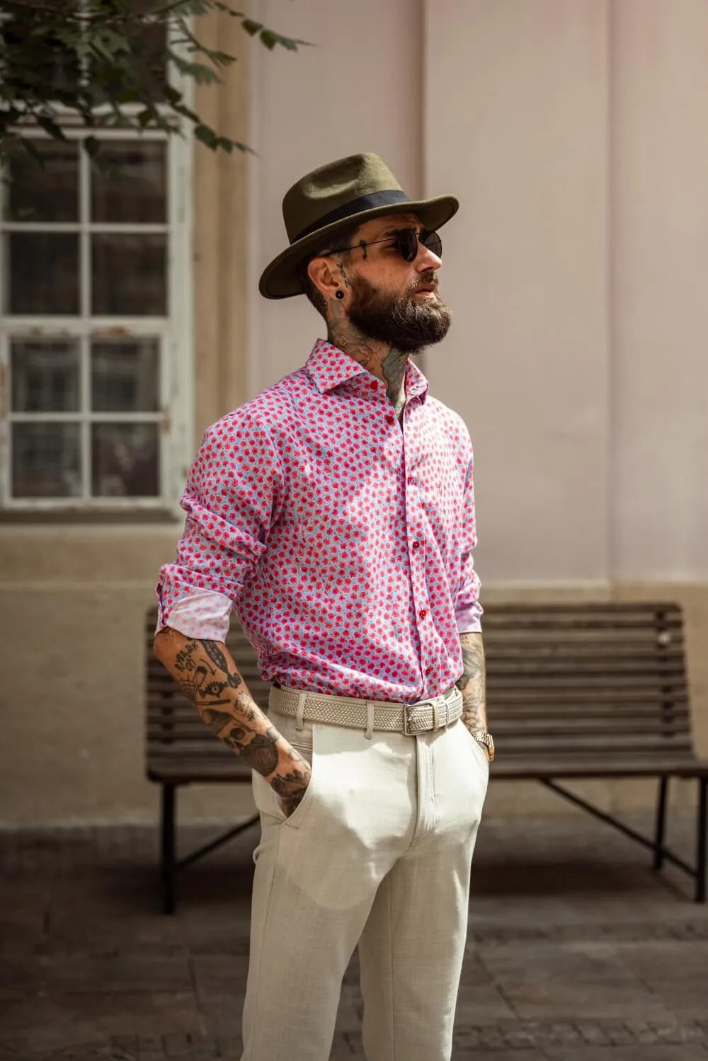 Alain Delon Camicia Lino Fantasia Extra Slim Fit