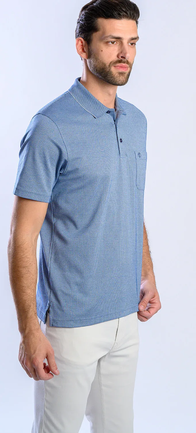 Alain Delon Blu polo slim fit manica corta micropima