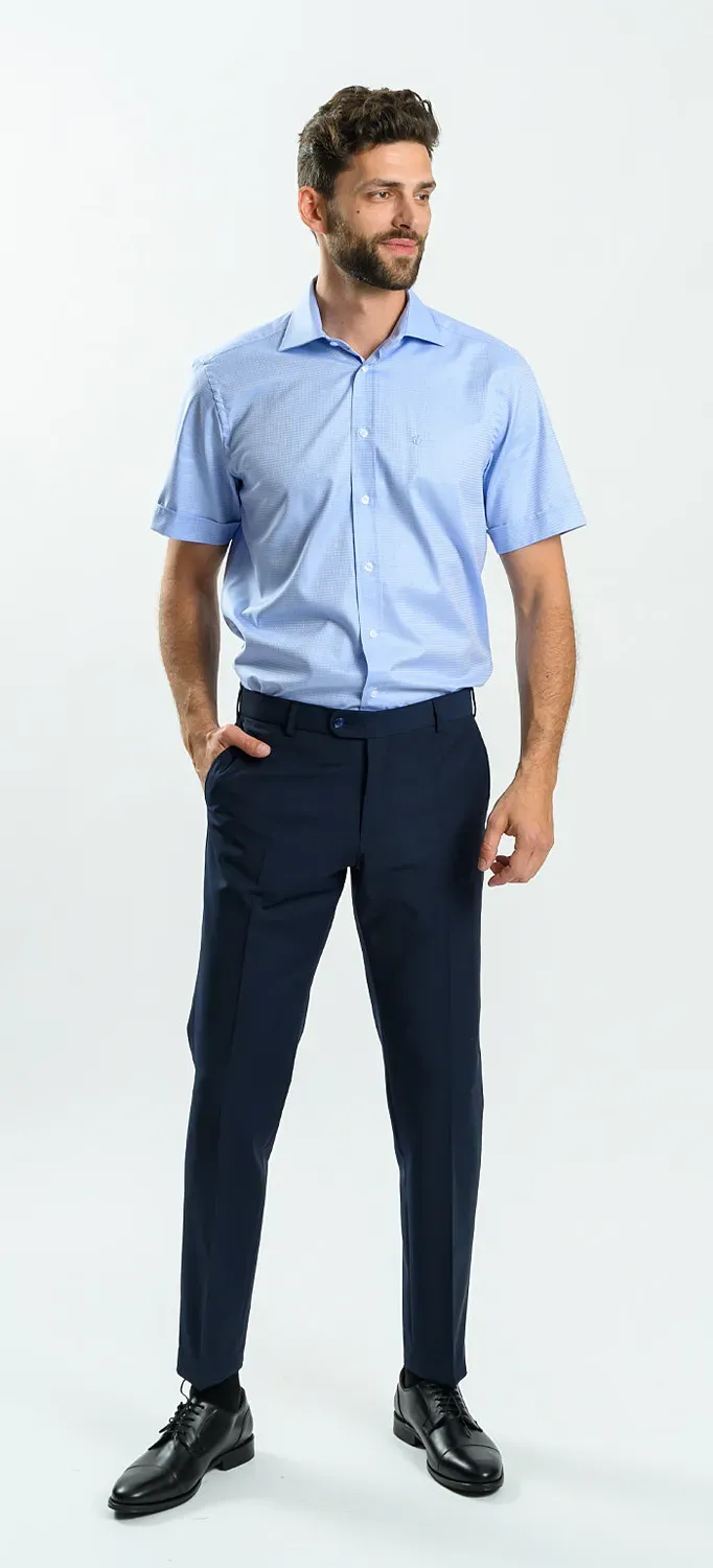 Alain Delon camicia manica corta blu classic fit 44
