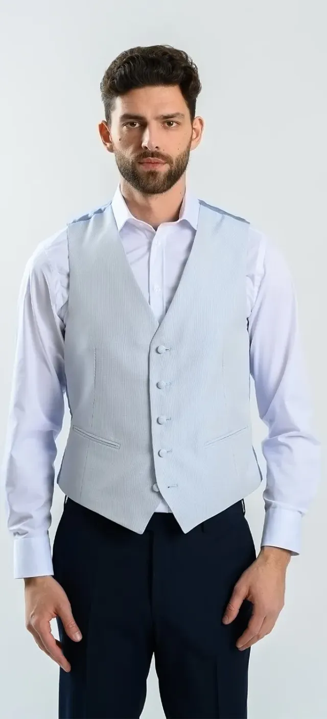 Alain Delon Gilet Azzurro Slim Fit da Cerimonia