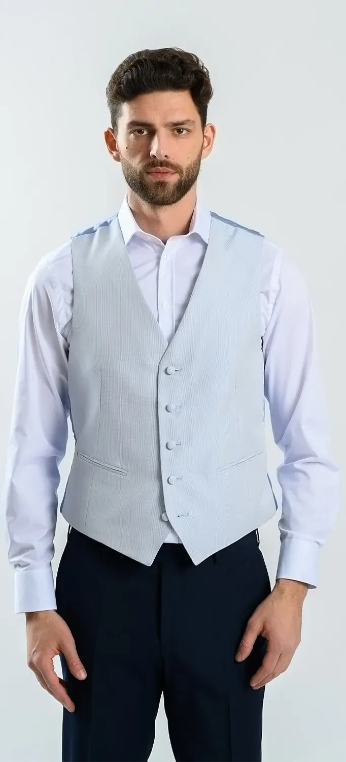 Alain Delon Gilet Azzurro Slim Fit da Cerimonia