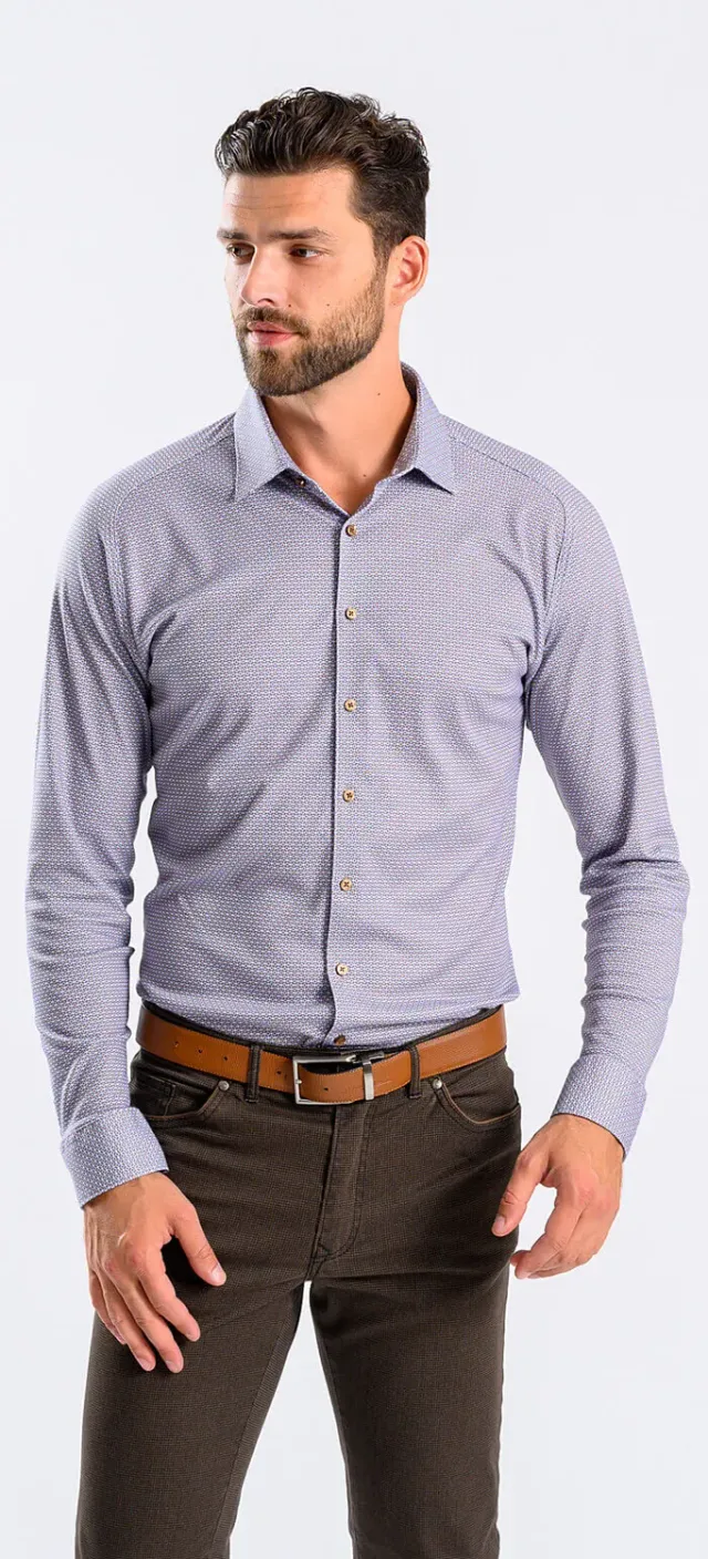 Alain Delon Extra Slim camicia marrone fantasia stretch