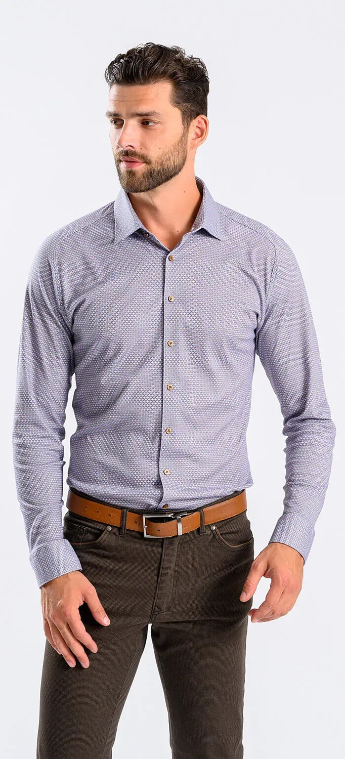 Alain Delon Extra Slim camicia marrone fantasia stretch
