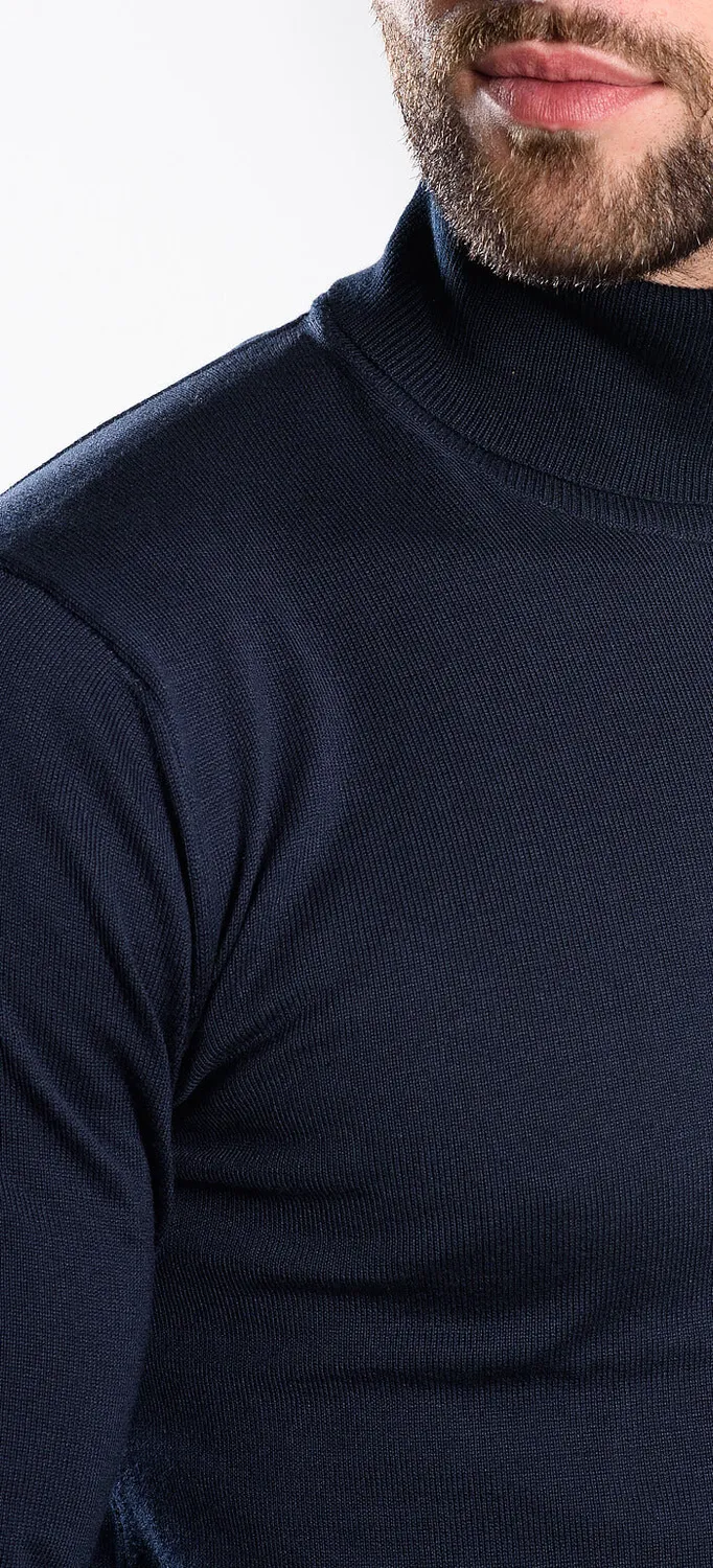 Alain Delon dolcevita blu cotone Slim Fit