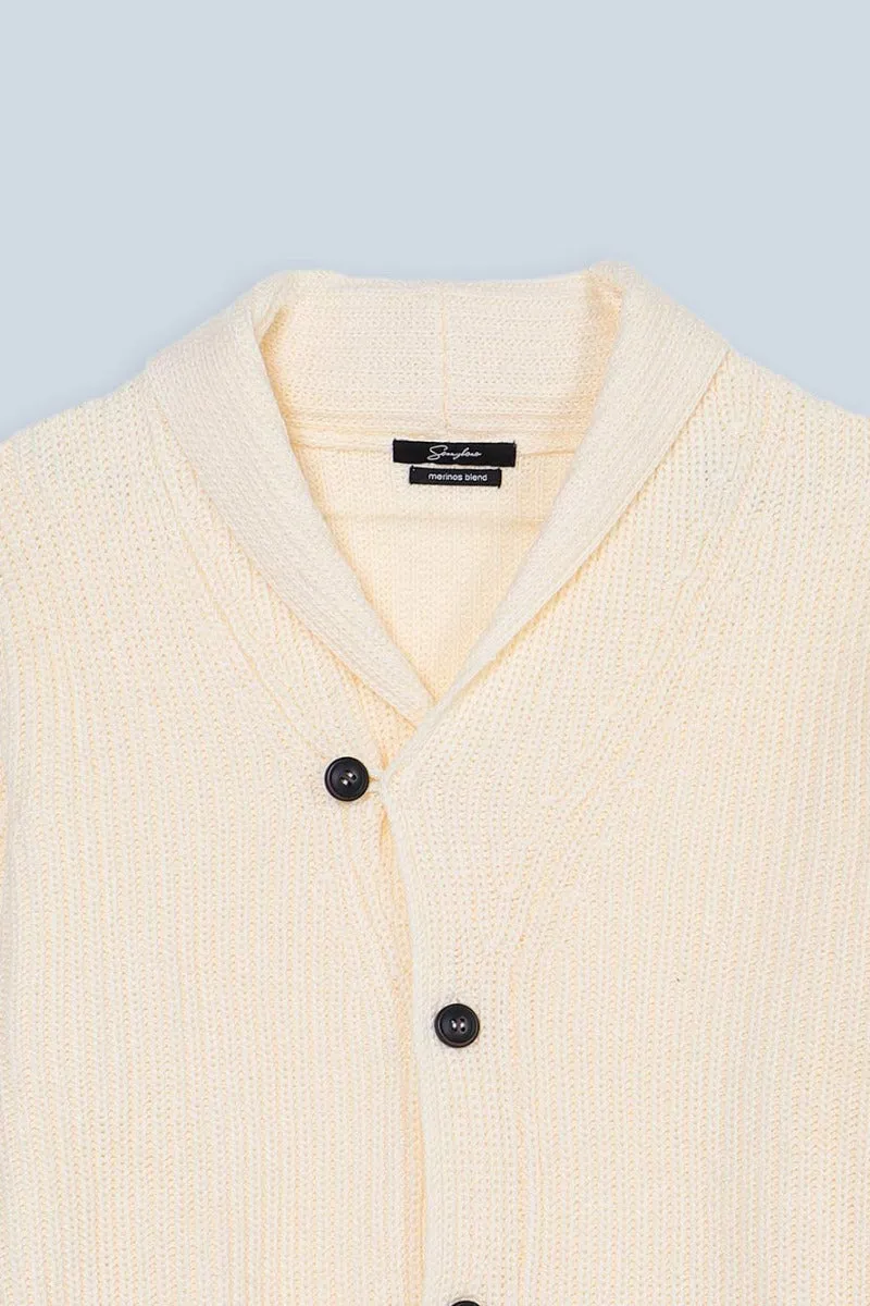 Sonny Bono cardigan collo sciallato panna con bottoni