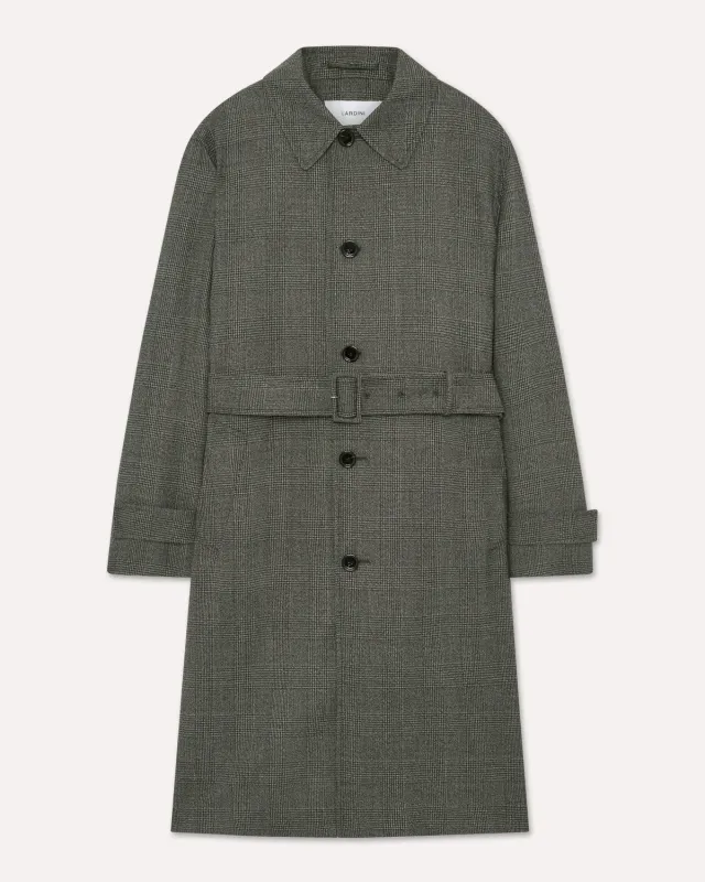 Lardini Trench Nero Lana Stretch Uomo Galles