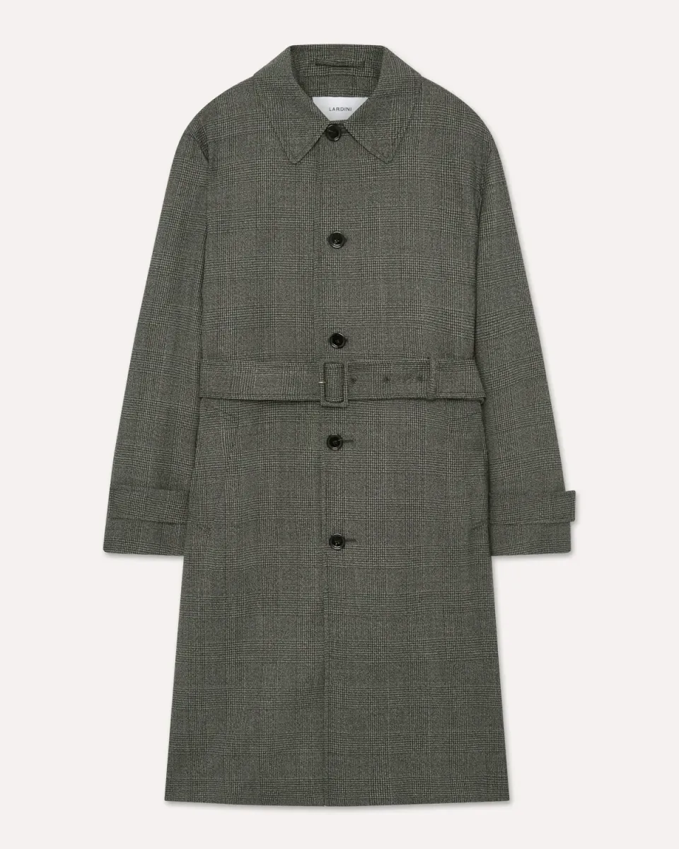 Lardini Trench Nero Lana Stretch Uomo Galles