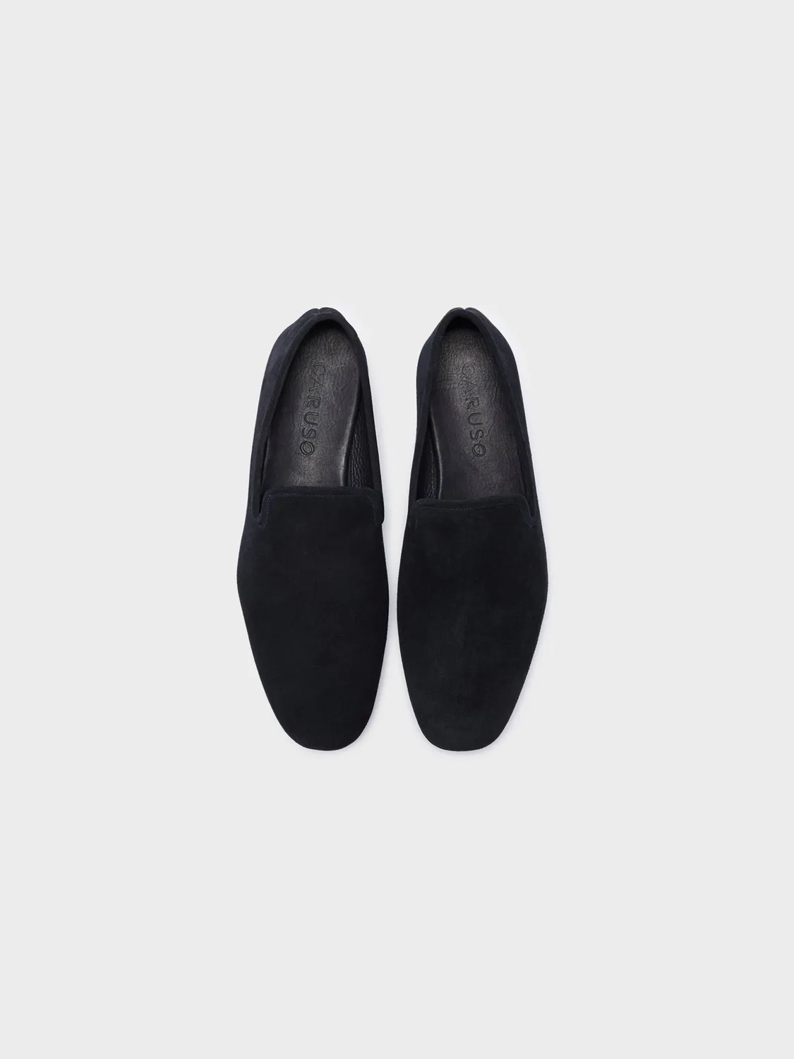 Caruso slipper pelle scamosciata blu suola pelle