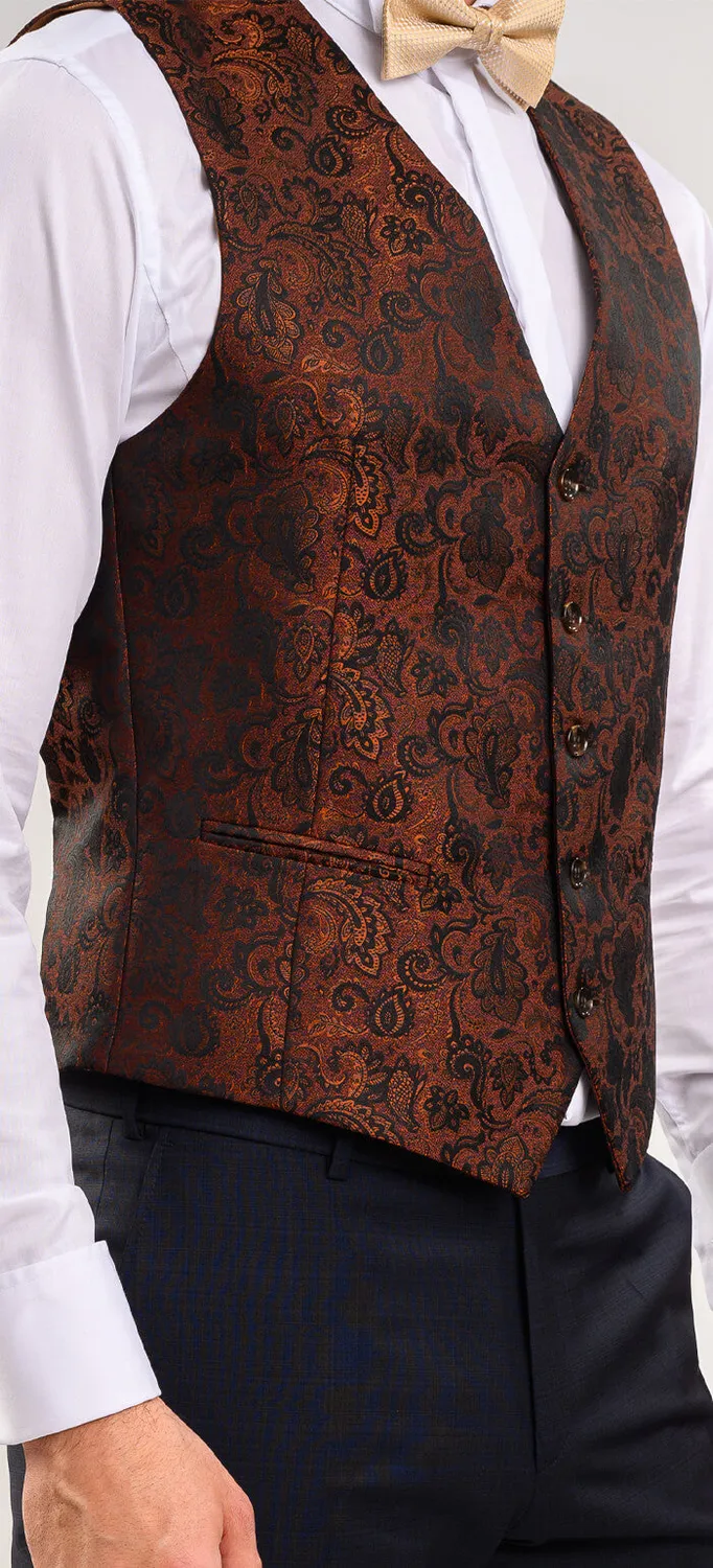 Alain Delon gilet elegante marrone fantasia slim fit