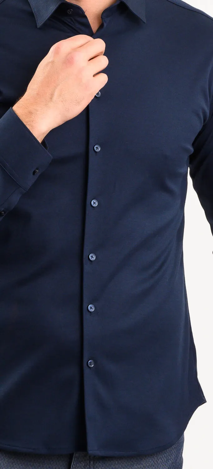 Alain Delon Camicia Blu Stretch Extra Slim S jersey