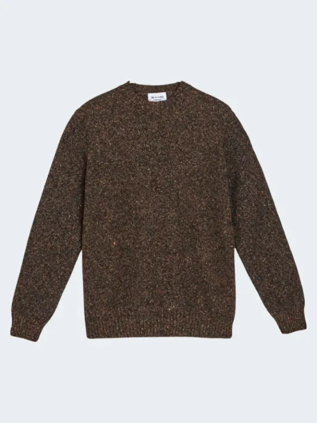 Sand 5684 Iq Maglione Seta Lana Marrone Girocollo